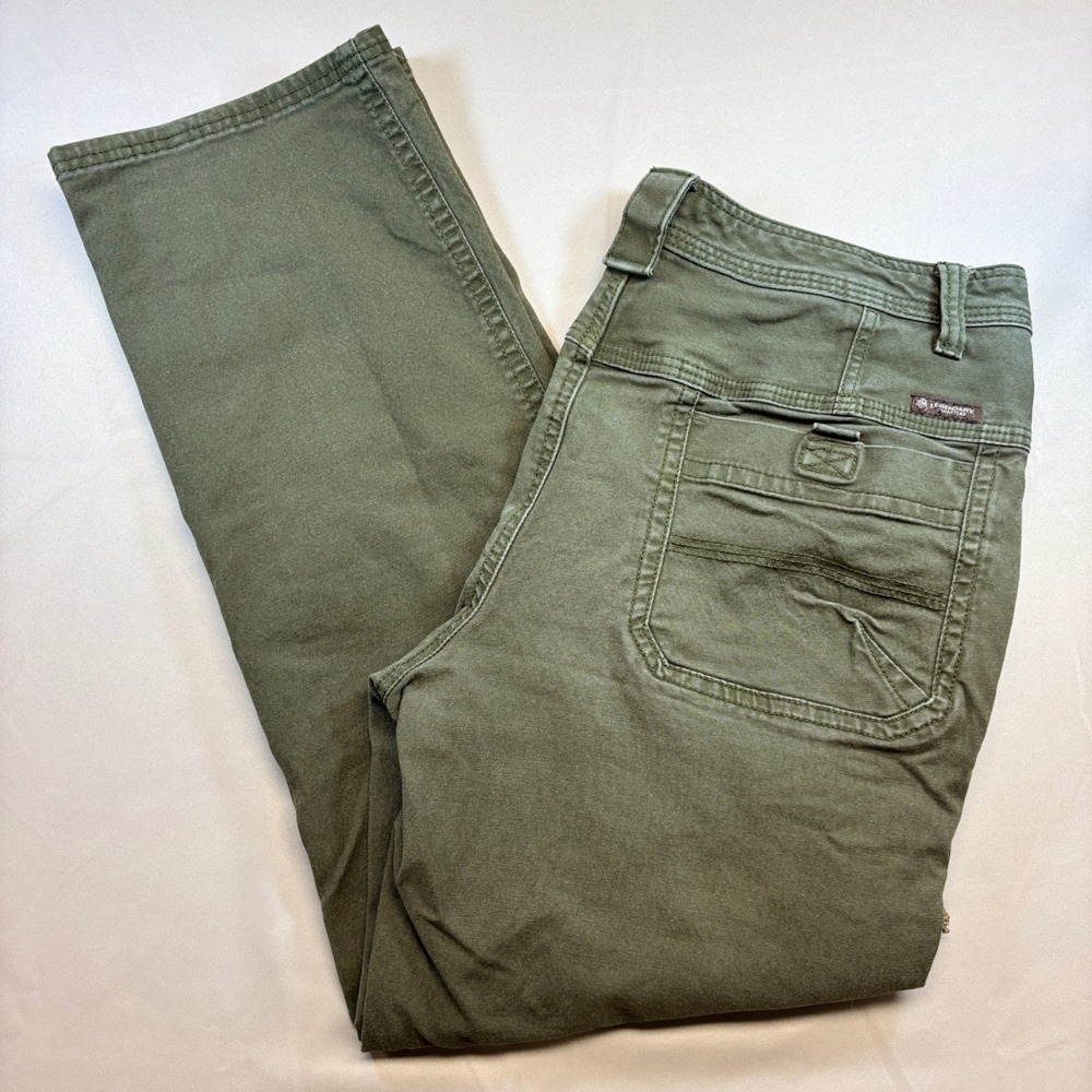 Legendary Outfitters Work Pants Mens 36x29 Green Canvas Stretch Utility Casual